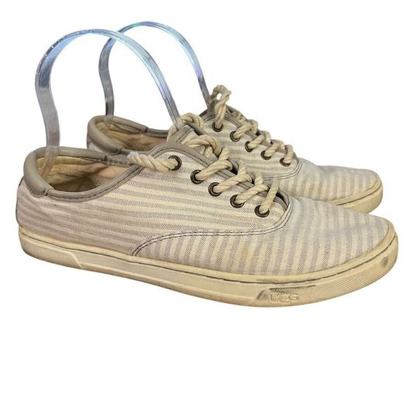 Ugg Eyan II 1007570 Gray Ivory Nautical Stripe Lace Up Casual Sneakers Shoes 8 - Picture 1 of 16